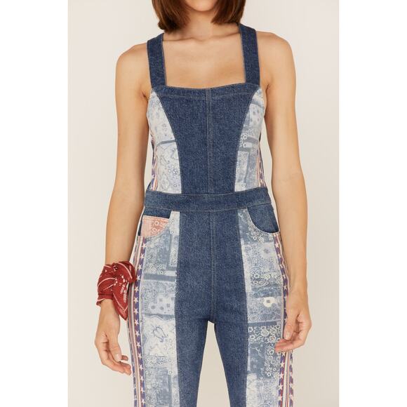 Free People Patchwork Americana Dallas Denim Jumpsuit - Picture 11 of 12